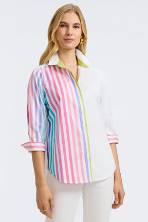 Charlie No Iron Stretch Ombré Stripe 3/4 Sleeve Shirt