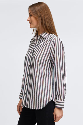 Boyfriend No Iron Rainbow Lurex Stripe Shirt