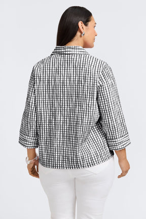 Sammy Plus Crinkle 3/4 Sleeve Popover Shirt Jacket