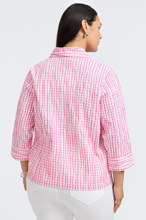 Sammy Plus Crinkle 3/4 Sleeve Popover Shirt Jacket