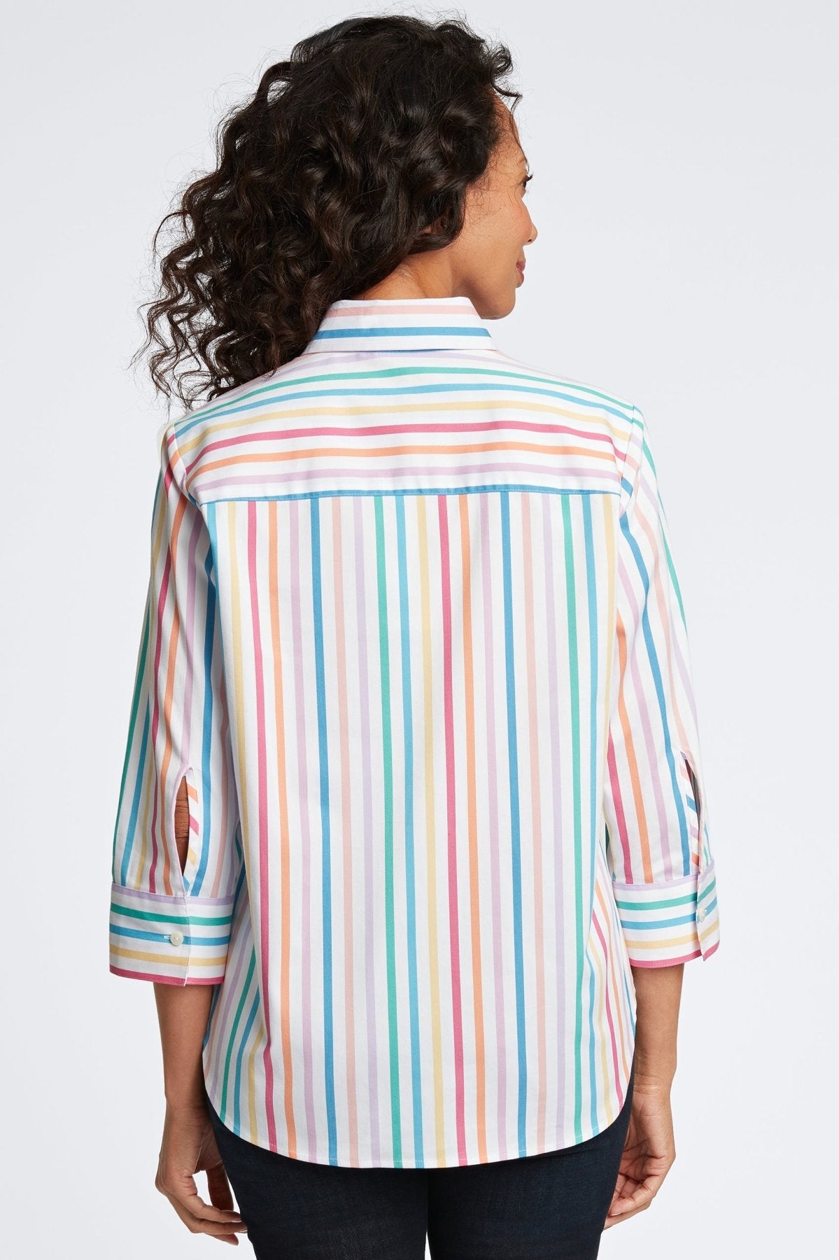 Meghan No Iron Rainbow Stripe Shirt