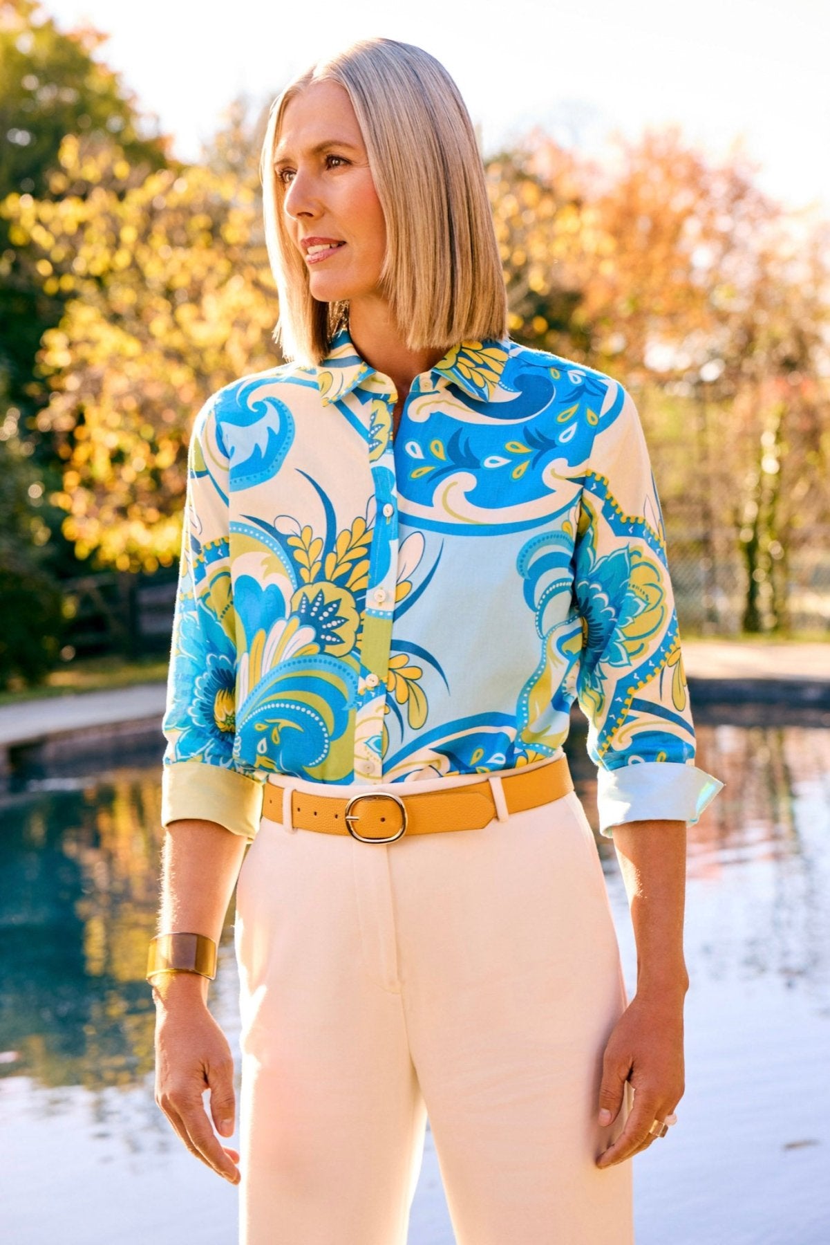 Margie Tropical Jacobean 3/4 Sleeve Shirt