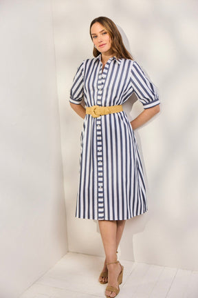 Esther Springtime Stripe Elbow Sleeve Dress