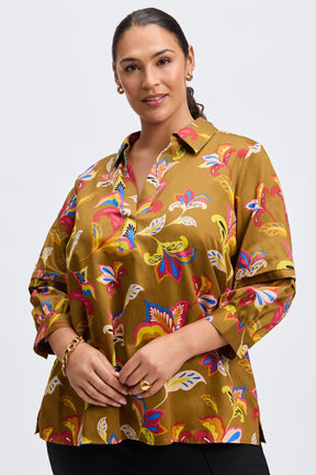 Frankie Plus No Iron Stylized Floral Popover