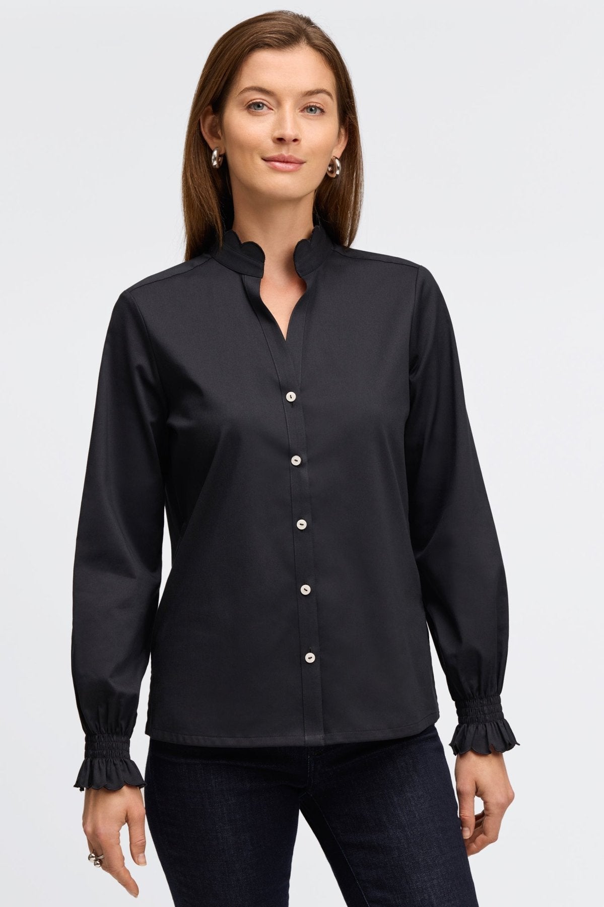 Elora No Iron Stretch Matte Sateen Long Sleeve Shirt