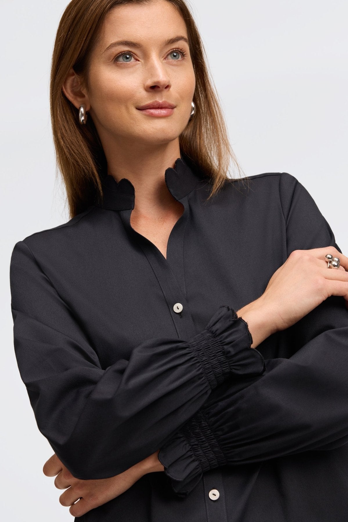 Elora No Iron Stretch Matte Sateen Long Sleeve Shirt