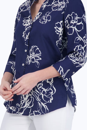 Mary No Iron Drawn Floral Tunic