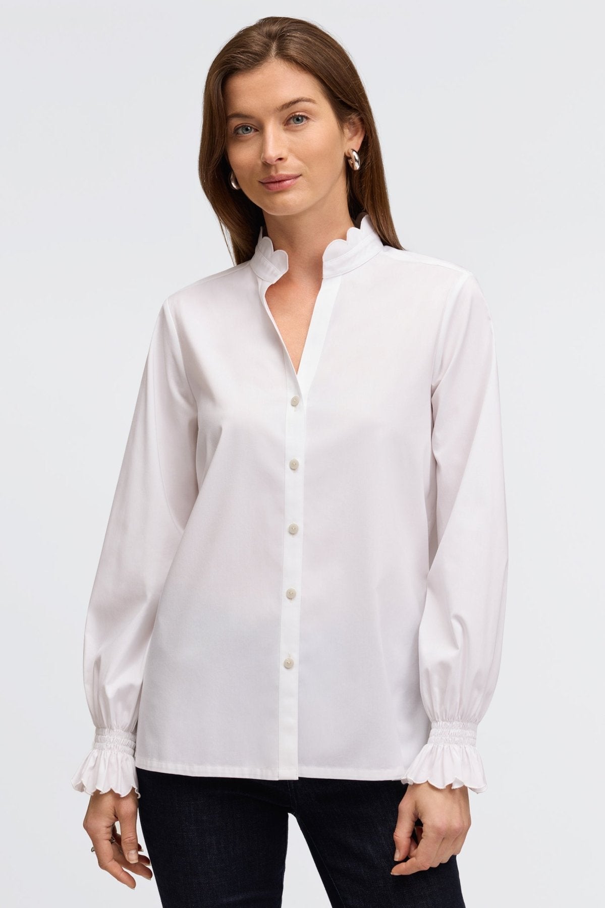 Elora No Iron Stretch Matte Sateen Long Sleeve Shirt