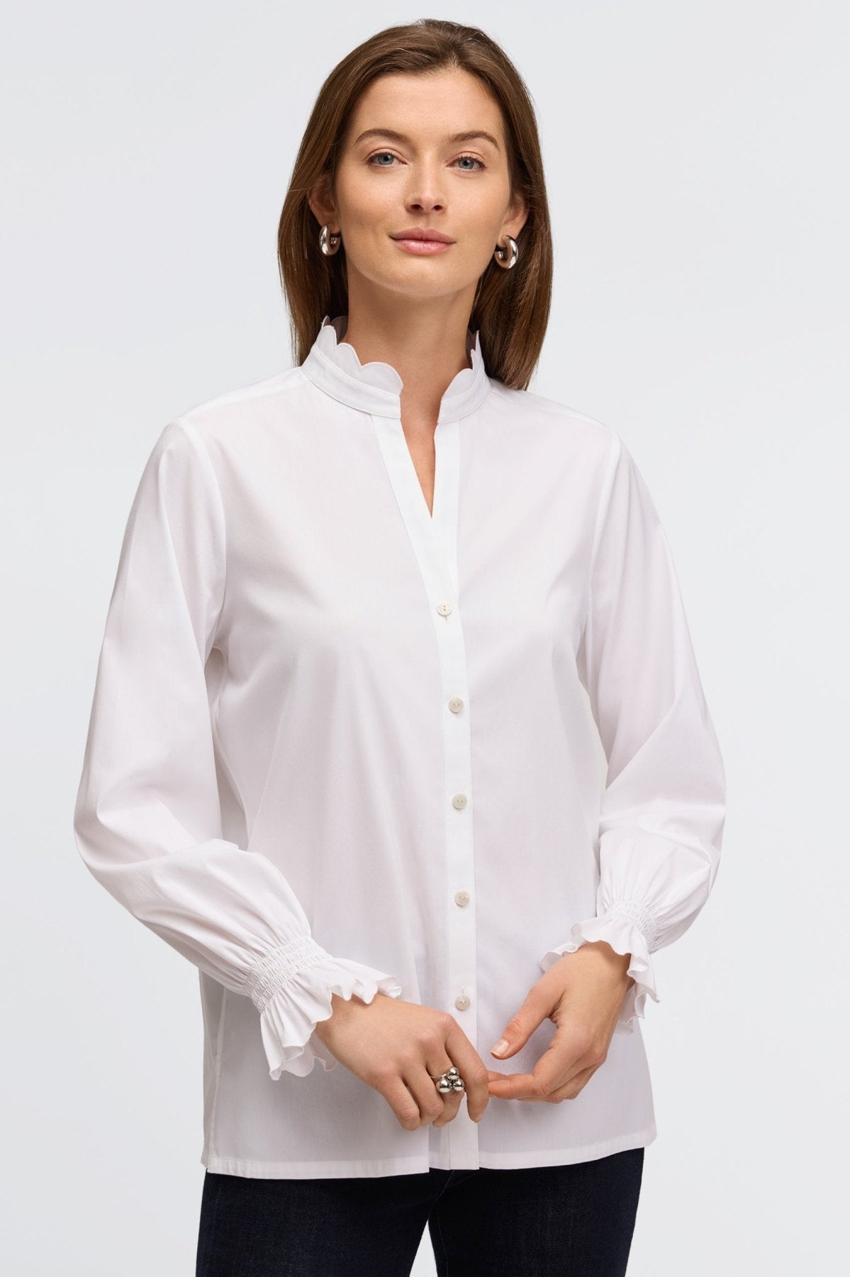 Elora No Iron Stretch Matte Sateen Long Sleeve Shirt