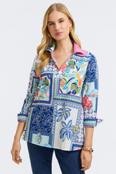 Julia Island Conversational 3/4 Sleeve Popover Shirt