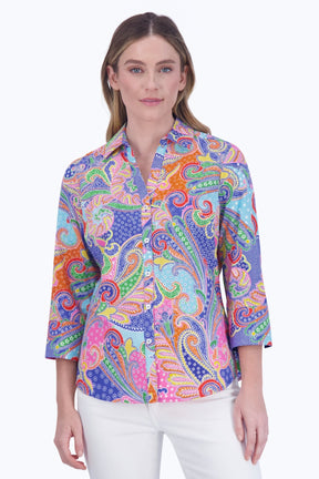 Mary No Iron Multicolor Paisley Shirt