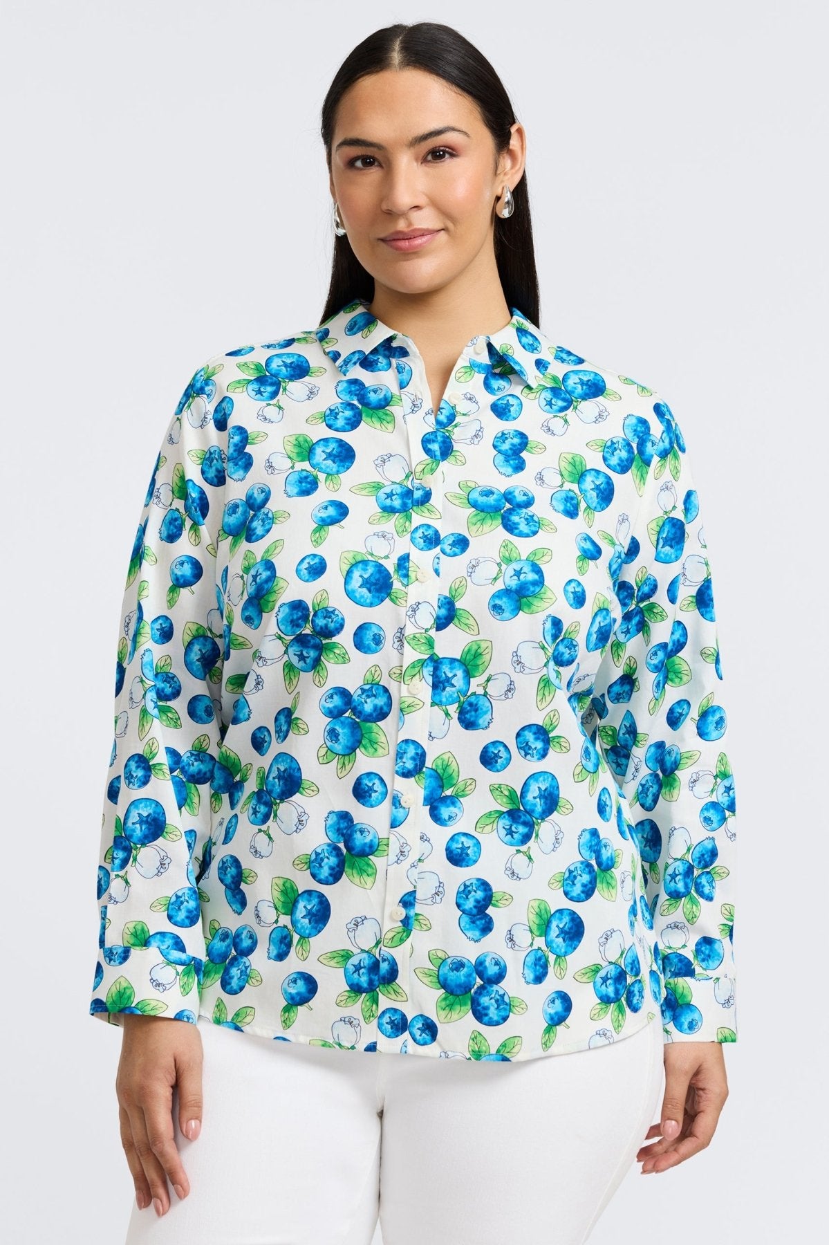 Hampton Plus Watercolor Blueberries Long Sleeve Shirt