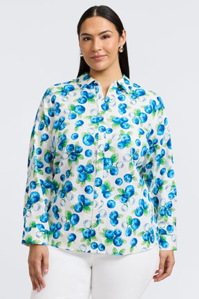 Hampton Plus Watercolor Blueberries Long Sleeve Shirt