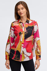 Luna No Iron Buckle Scarf Print Shirt