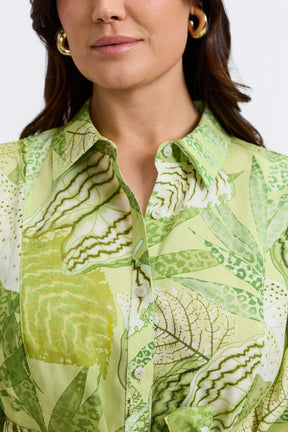 Fiona Plus Jungle Leaves 3/4 Sleeve Dress