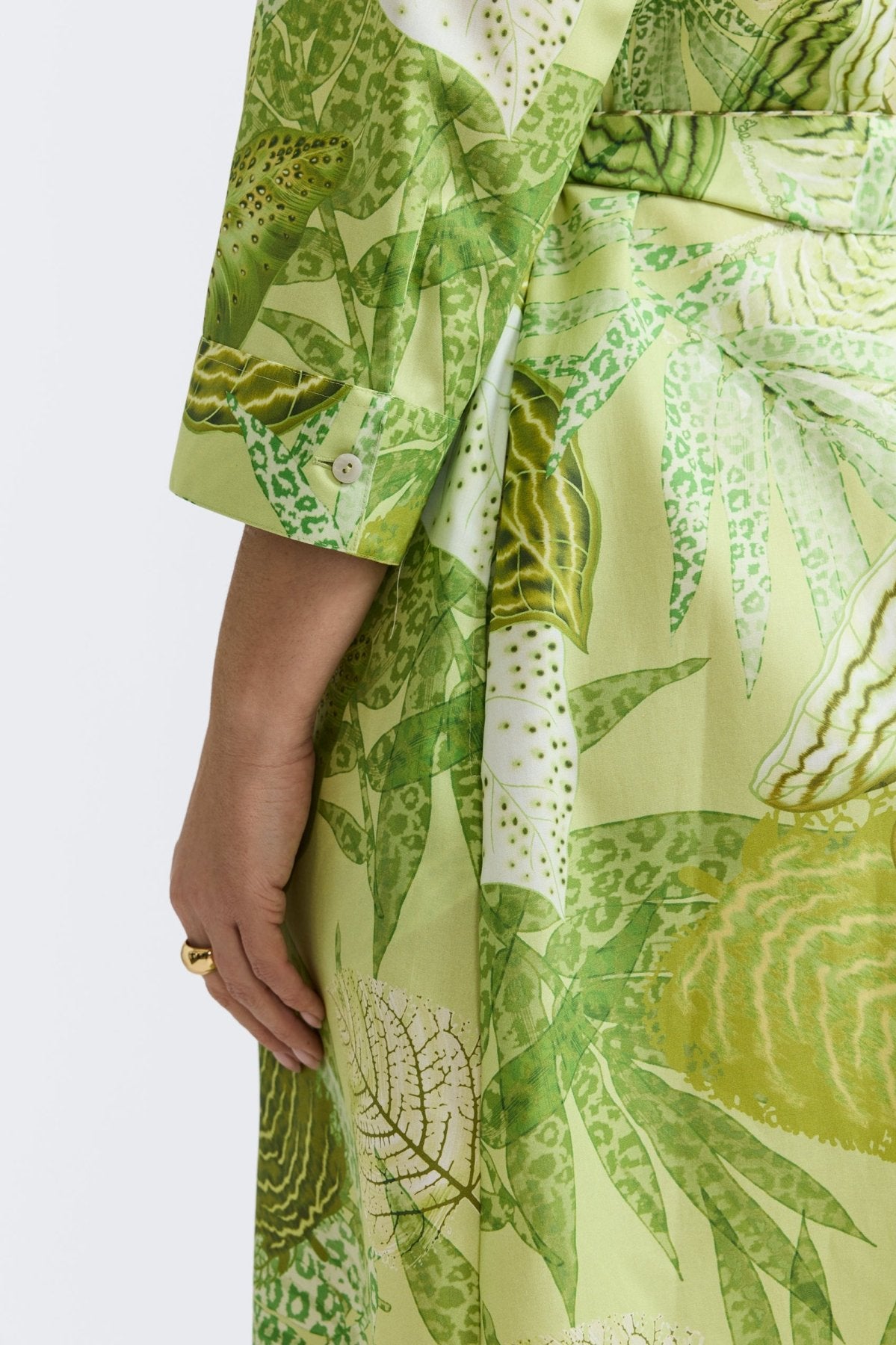 Fiona Plus Jungle Leaves 3/4 Sleeve Dress