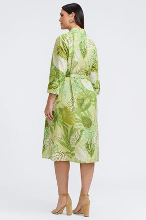 Fiona Plus Jungle Leaves 3/4 Sleeve Dress