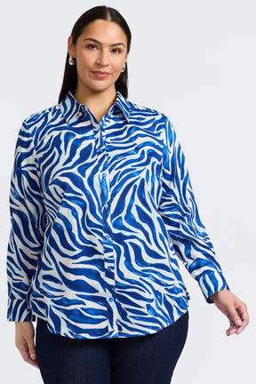 Zoey Plus Tonal Zebra Long Sleeve Shirt