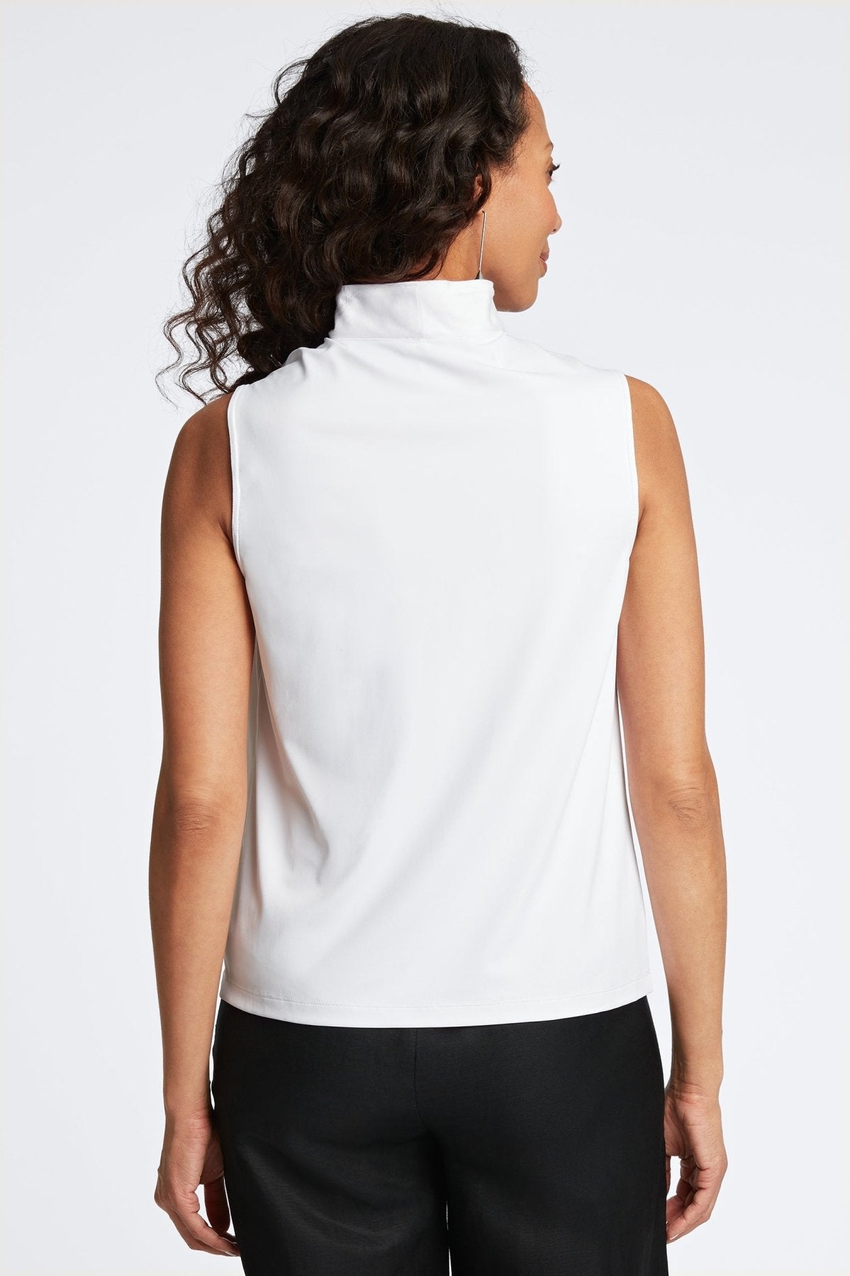 Tammy Knit-Woven Ruffle Collar Sleeveless Layering Tank