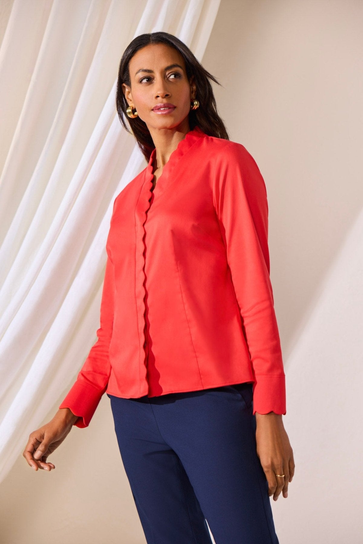 Bridget Stretch Matte Sateen No Iron Long Sleeve Shirt