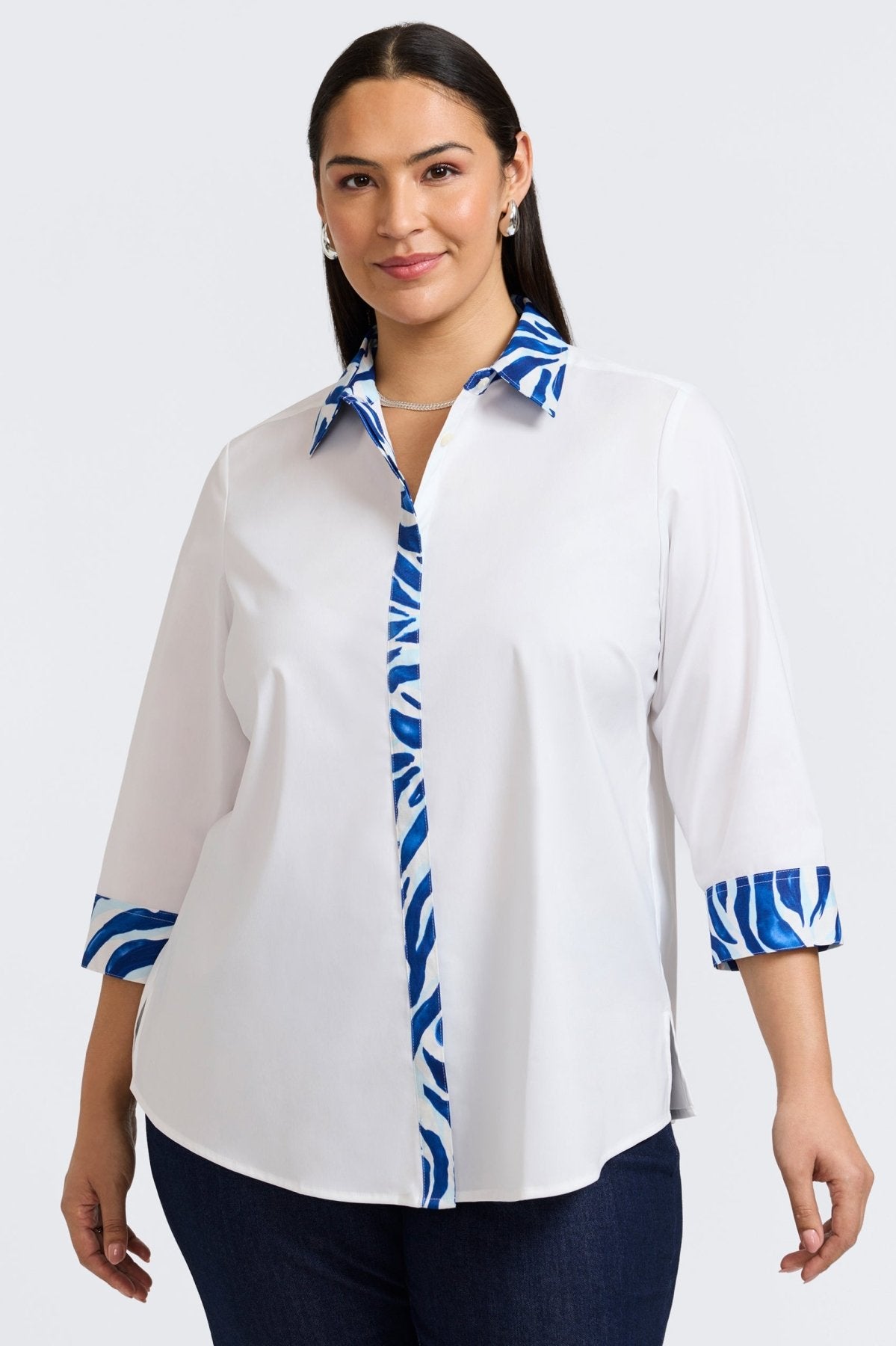 Luna Plus Tonal Zebra 3/4 Sleeve Shirt