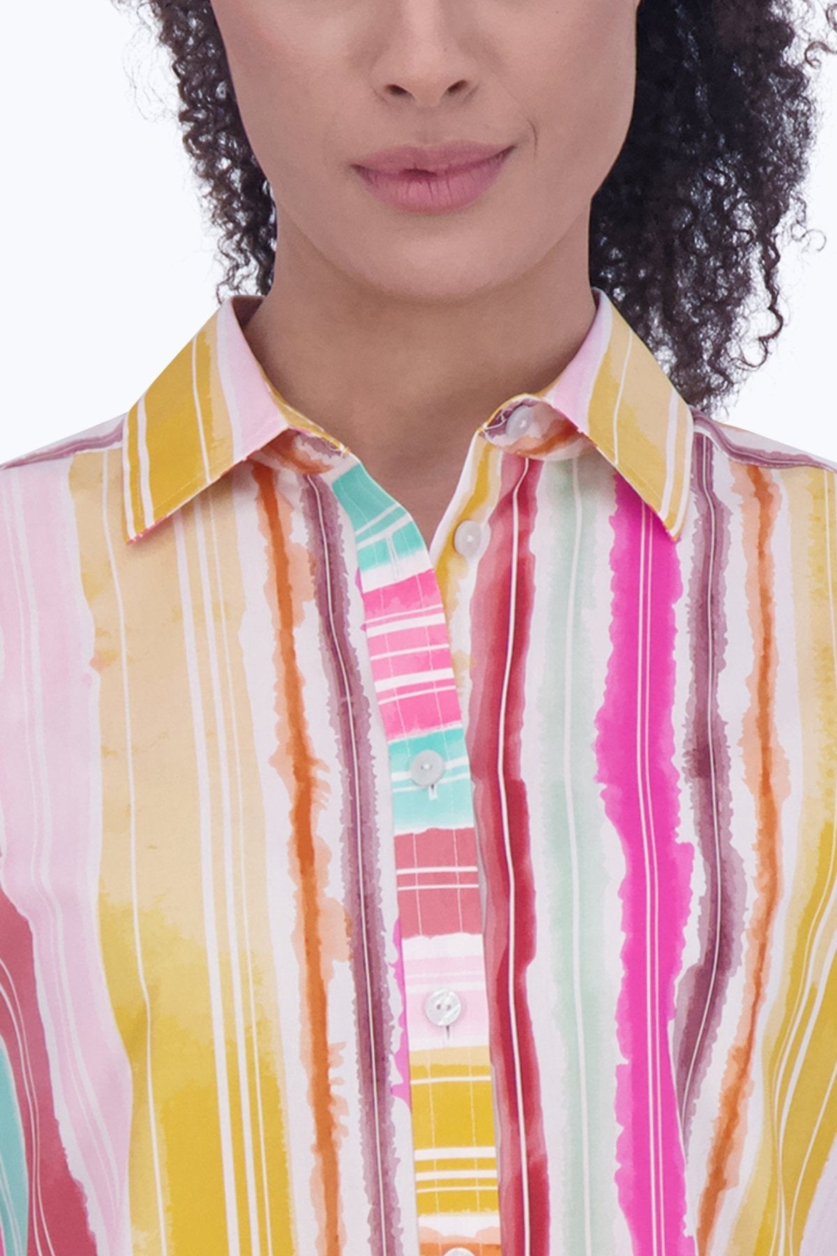 Boyfriend No Iron Spring Watercolor Stripe Tunic