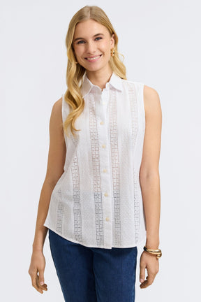 Ada Cotton Eyelet Sleeveless Shirt