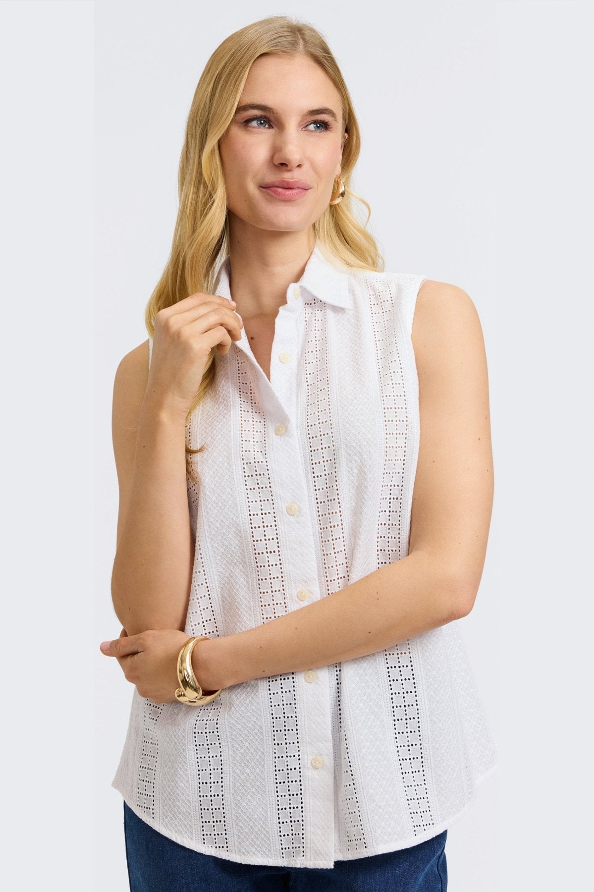 Ada Cotton Eyelet Sleeveless Shirt