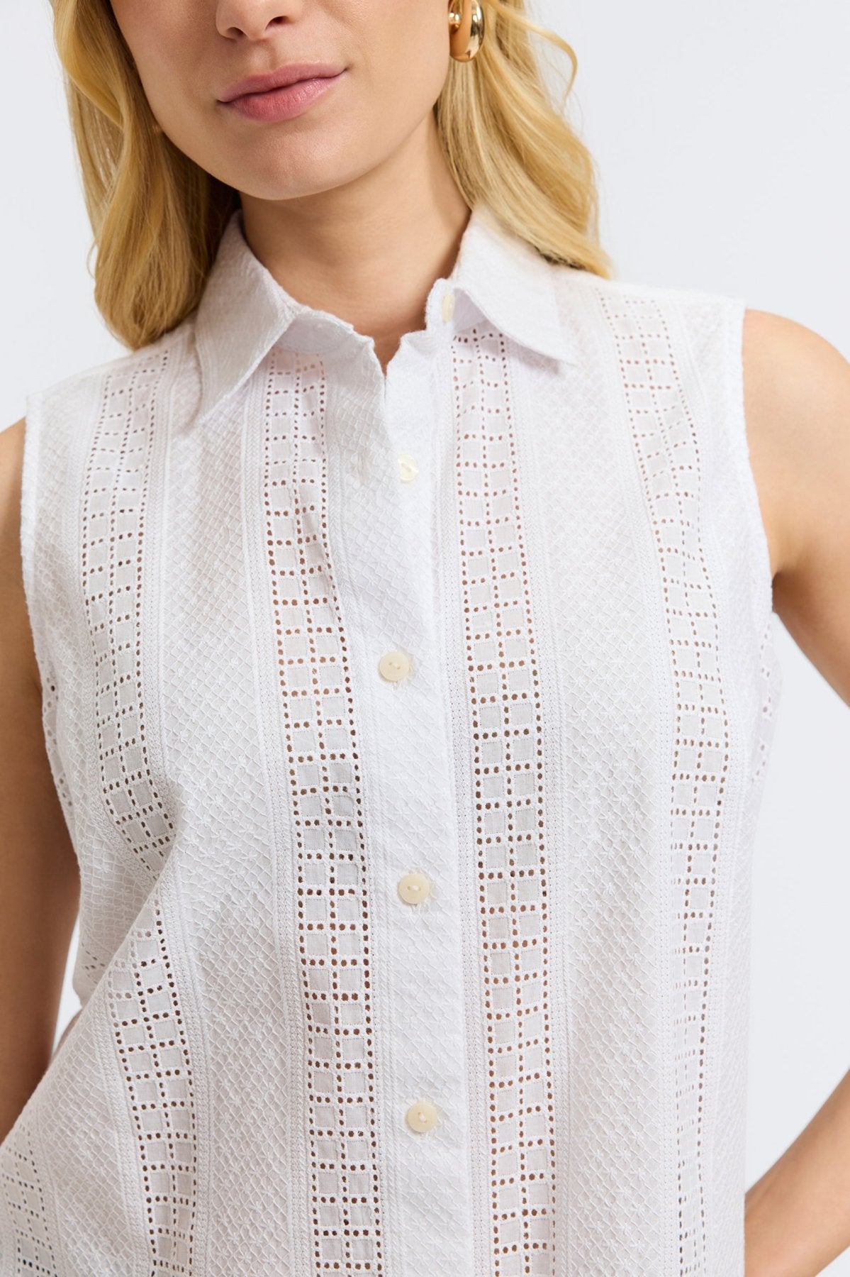 Ada Cotton Eyelet Sleeveless Shirt