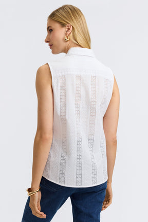 Ada Cotton Eyelet Sleeveless Shirt