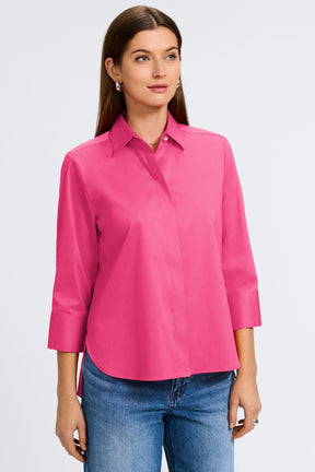 Pearl No Iron Stretch Matte Sateen 3/4 Sleeve Shirt