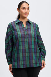 Frankie Plus No Iron Metallic Plaid Popover