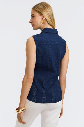 Ada Cotton Eyelet Sleeveless Shirt