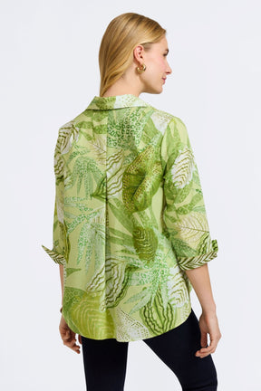 Agnes Jungle Leaves 3/4 Sleeve Popover Shirt