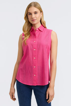 Ada Cotton Eyelet Sleeveless Shirt