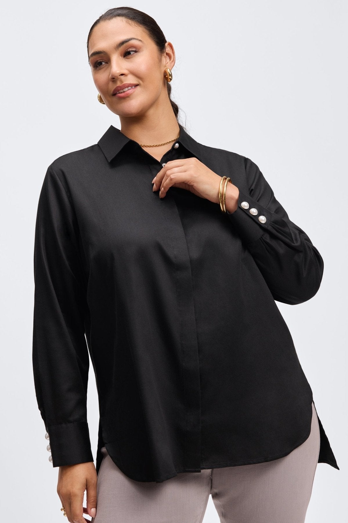 Pearl Plus No Iron Stretch Matte Sateen Shirt