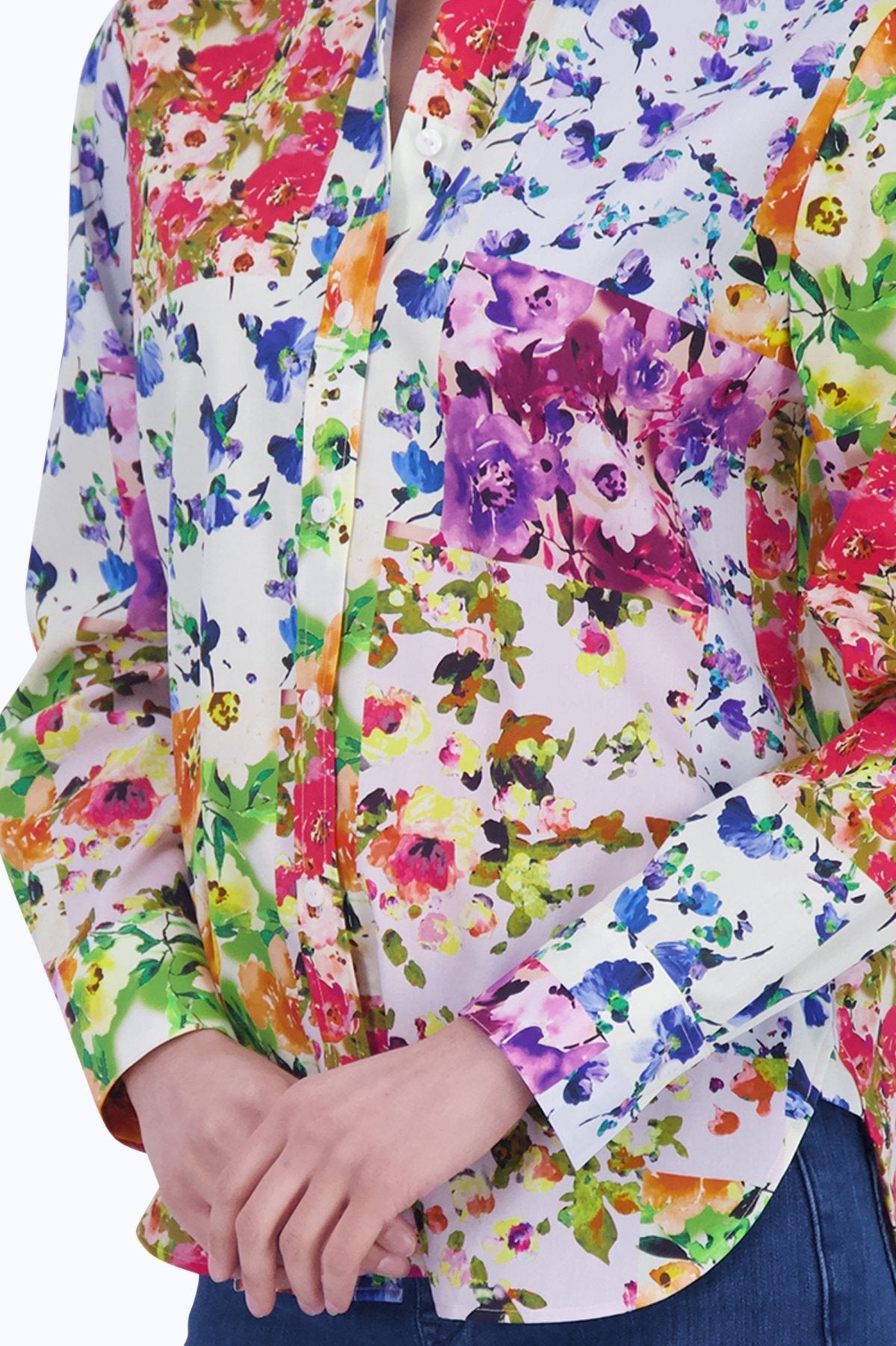 Meghan No Iron Floral Patchwork Shirt