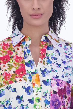 Meghan No Iron Floral Patchwork Shirt