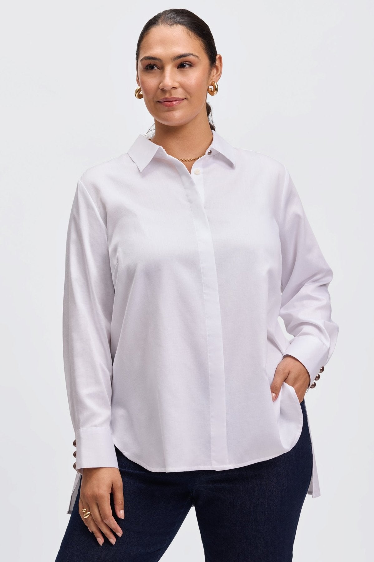 Pearl Plus No Iron Stretch Matte Sateen Shirt