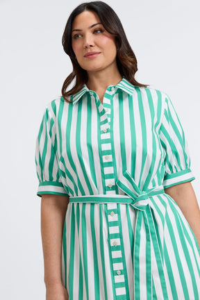 Esther Plus Springtime Stripe Elbow Sleeve Dress