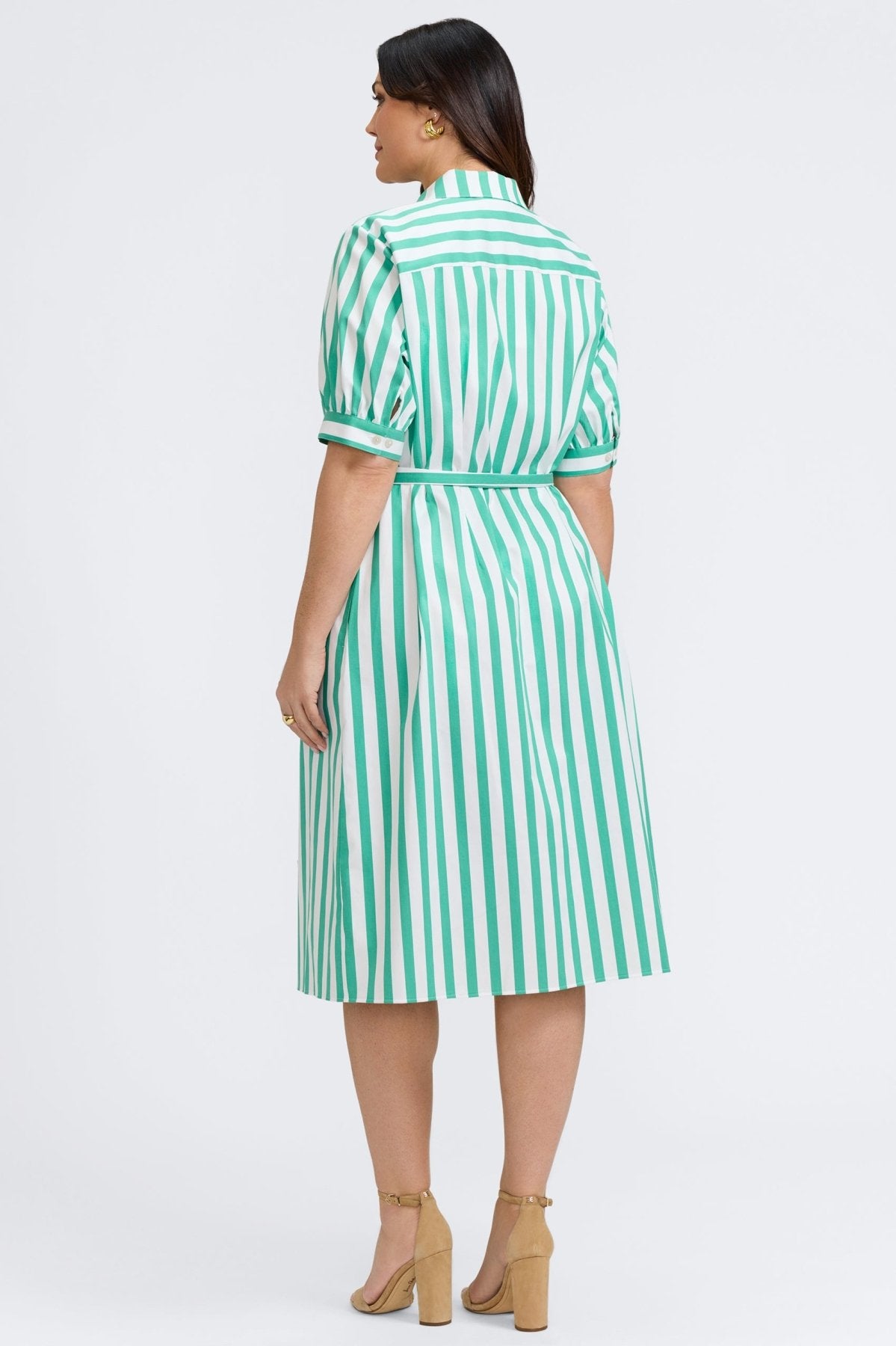 Esther Plus Springtime Stripe Elbow Sleeve Dress