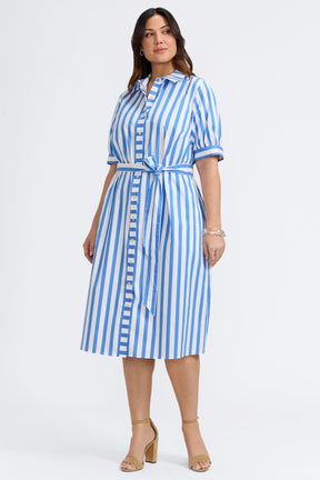 Esther Plus Springtime Stripe Elbow Sleeve Dress