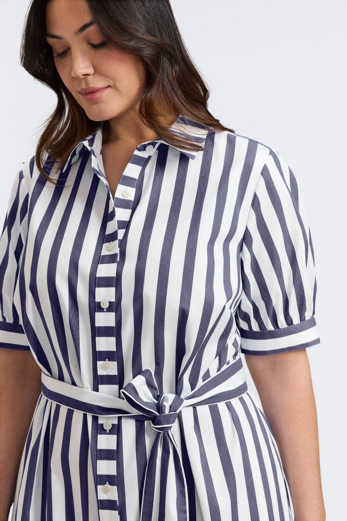 Esther Plus Springtime Stripe Elbow Sleeve Dress