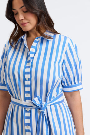 Esther Plus Springtime Stripe Elbow Sleeve Dress