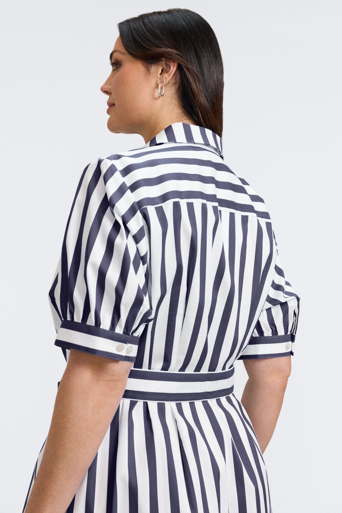 Esther Plus Springtime Stripe Elbow Sleeve Dress