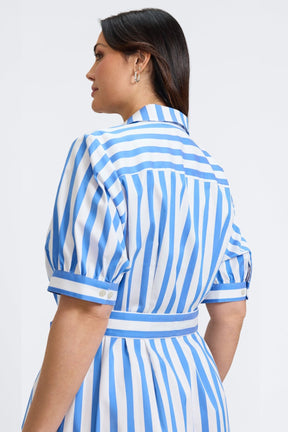 Esther Plus Springtime Stripe Elbow Sleeve Dress