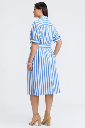 Esther Plus Springtime Stripe Elbow Sleeve Dress