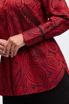 Iris Plus No Iron Red Paisley Jacquard Tunic