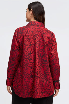 Iris Plus No Iron Red Paisley Jacquard Tunic