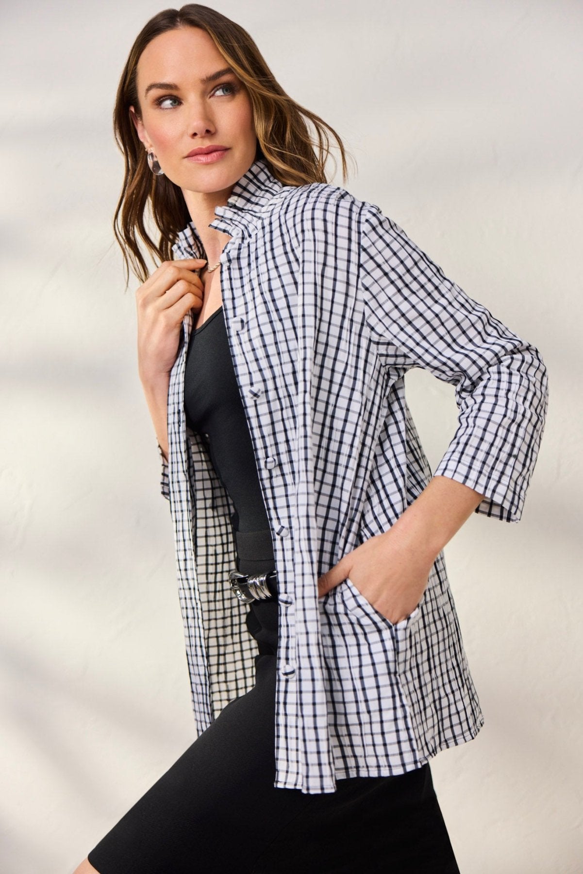 Carolina Crinkle 3/4 Sleeve Shirt Jacket